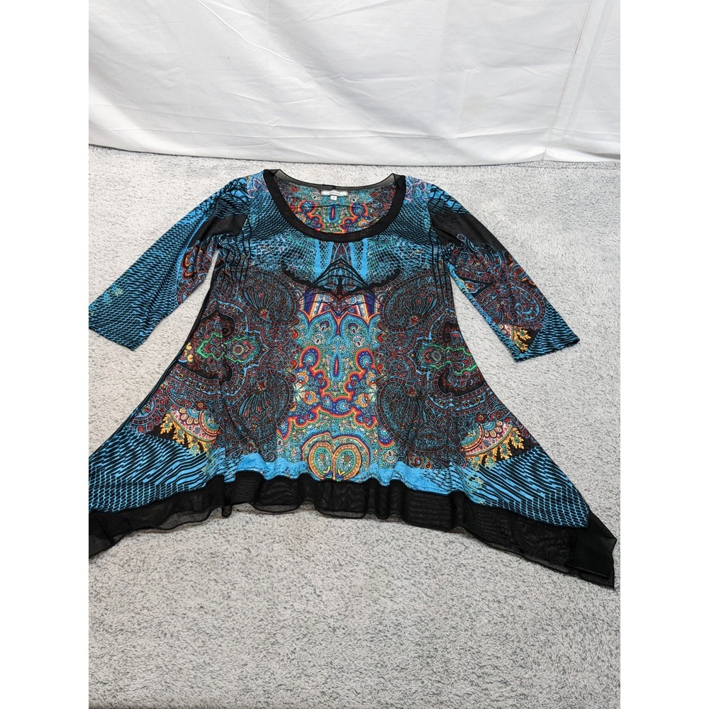 Laura Max Tunic Top M Paisley Boho Flared‎ Hem Fairycore Whimsical USA Made Y2K